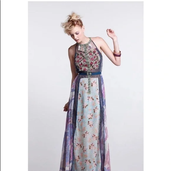 NEW Byron Lars Wilderflora Patchwork Maxi Dress 4 - Picture 4 of 8